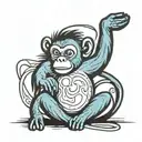 Blue Monkey doing cokaine tattoo design idea