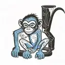 Blue Monkey doing cokaine tattoo design idea