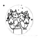 a girl holding six fat cats tattoo design idea