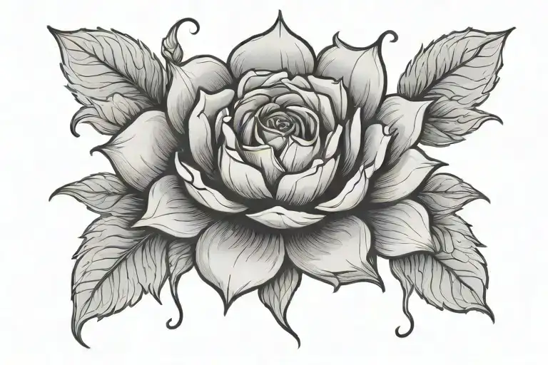 Buddhist rose surrounded tattoo design idea