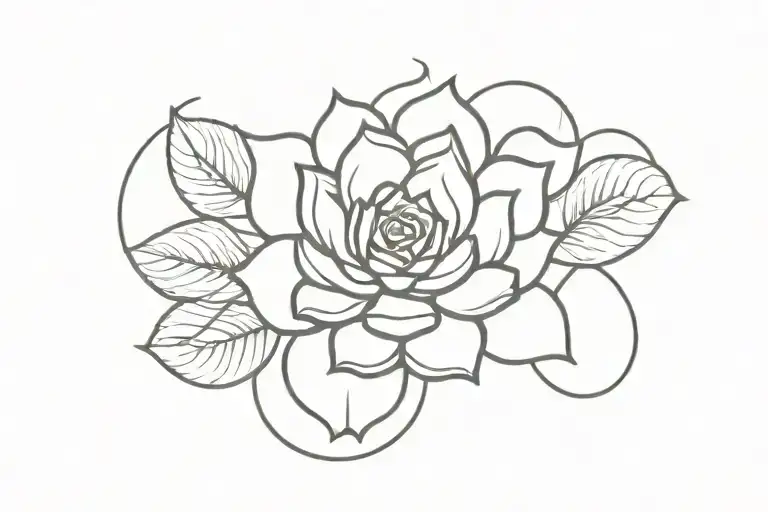 Buddhist rose surrounded tattoo design idea