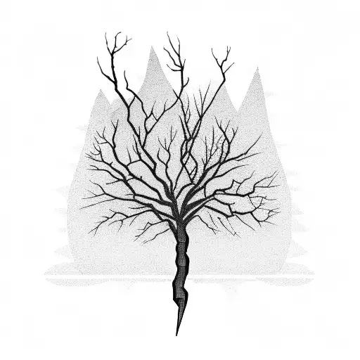 lightning bolt tree tattoo design idea