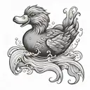 A rubber ducky transformed into a mythical creature tattoo design idea