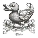 A rubber ducky transformed into a mythical creature tattoo design idea