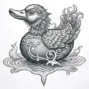 A rubber ducky transformed into a mythical creature tattoo design idea