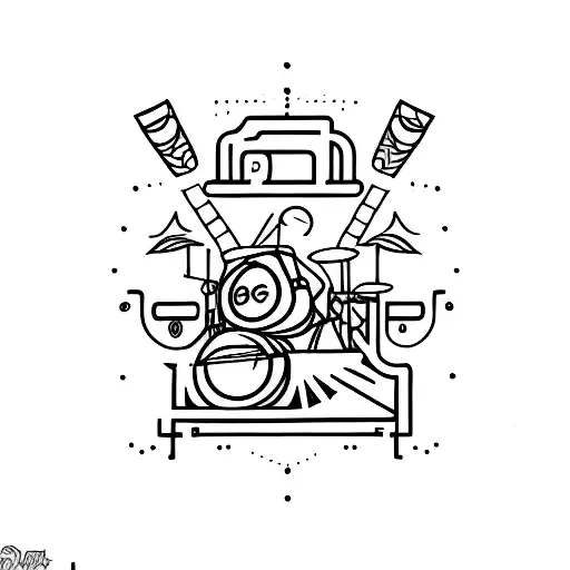 dnb, drum and bass or rave tatoo with text and imaginary elements tattoo design idea