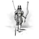 gladiators, weapons, sword, spear, chain tattoo design idea