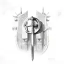 gladiators, weapons, sword, spear, chain tattoo design idea