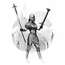 gladiators, weapons, sword, spear, chain tattoo design idea