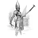 gladiators, weapons, sword, spear, chain tattoo design idea