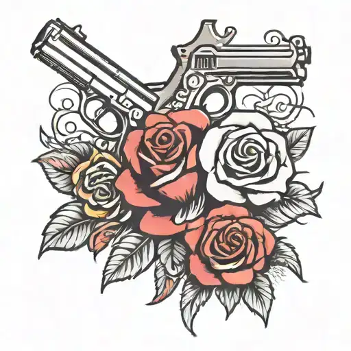 card gun rose tattoo tattoo design idea