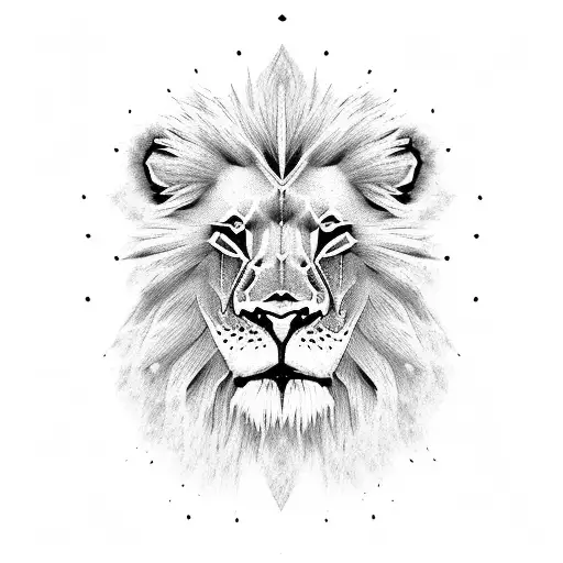Lion Simple Black and White Drawing - 7