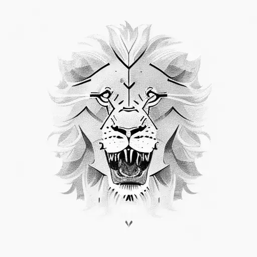 Lion Simple Black and White Drawing - 3