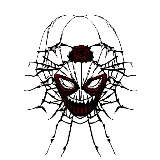 kaneki mask with spider lilis tattoo design idea