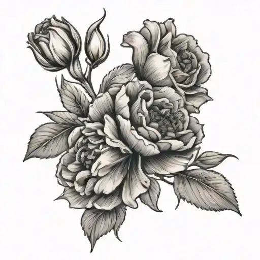 august March January birth flowers tattoo design idea