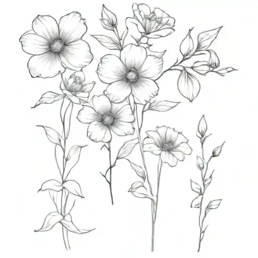 august March January birth flowers tattoo design idea