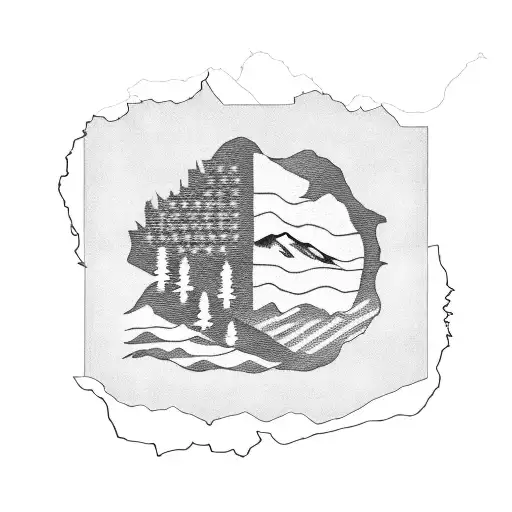 kentucky flag and Appalachian mountains and kentucky state outline tattoo design idea
