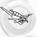 A minimalist tattoo of a tiny airplane flying over a plate of delicious food, representing your love for travel and food. tattoo design idea