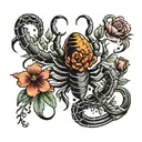 scorpio and flowers   tattoo design idea