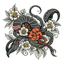 scorpio and flowers   tattoo design idea