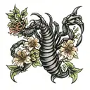 scorpio and flowers   tattoo design idea