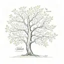 tree made of names incorporated representing family : andre Sara Nimrod Rami Inbal Asher tattoo design idea