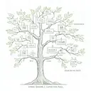 tree made of names incorporated representing family : andre Sara Nimrod Rami Inbal Asher tattoo design idea