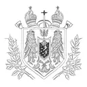 family crest with gold ore, mountians, poland and a banner with the word "Kruszec" tattoo design idea