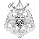 family crest with gold ore, mountians, poland and a banner with the word "Kruszec" tattoo design idea
