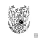 family crest with gold ore, mountians, poland and a banner with the word "Kruszec" tattoo design idea