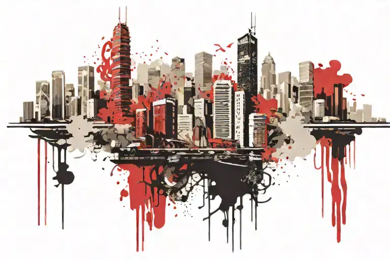 hong kong skyline tattoo design idea