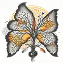 Parachute wings with binary code and tree of life tattoo design idea