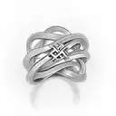 A beautiful wedding ring intertwined with a cross, symbolizing the client's commitment to both marriage and faith tattoo design idea