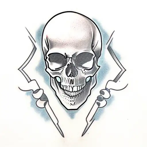 skull is getting ripped in two by demon hands tattoo design idea