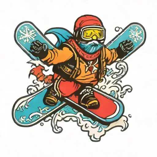 Traditional funny snowboard tattoo design tattoo design idea