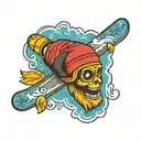 Traditional funny snowboard tattoo design tattoo design idea