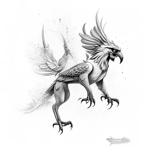 complete gryphon dancing on water tattoo design idea
