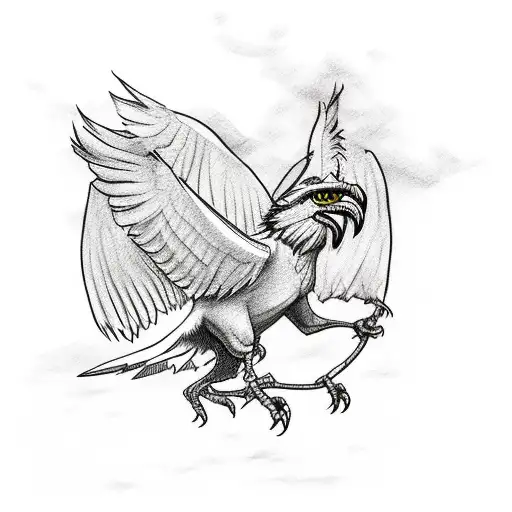 complete gryphon dancing on water tattoo design idea