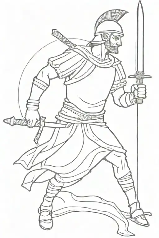 Roman soldier with sword tattoo design idea