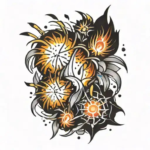 fireworks exploding tattoo design idea