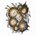 fireworks exploding tattoo design idea