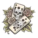 A domino with the 6 and 9 with a rose and skull tattoo design idea