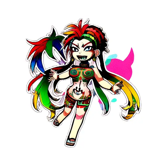 rasta woman with piercings, tattoos and blue eyes tattoo design idea