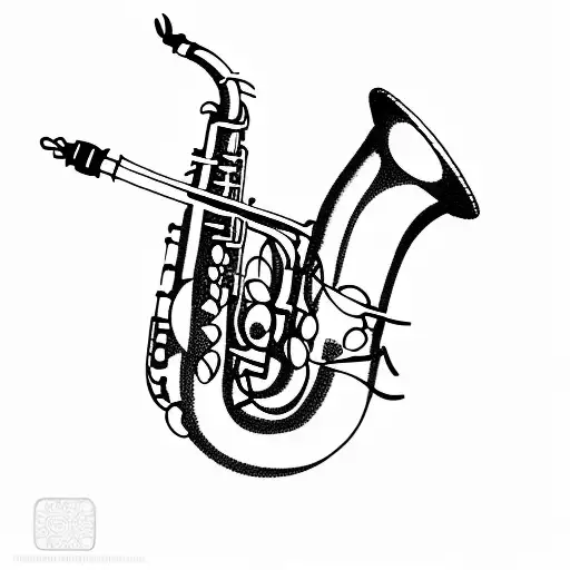 saxophone tattoo design idea