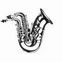 saxophone tattoo design idea