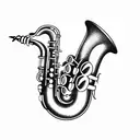 saxophone tattoo design idea