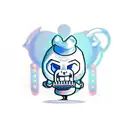 a stylized undertale character playing a musical instrument in a mesmerizing blue landscape tattoo design idea