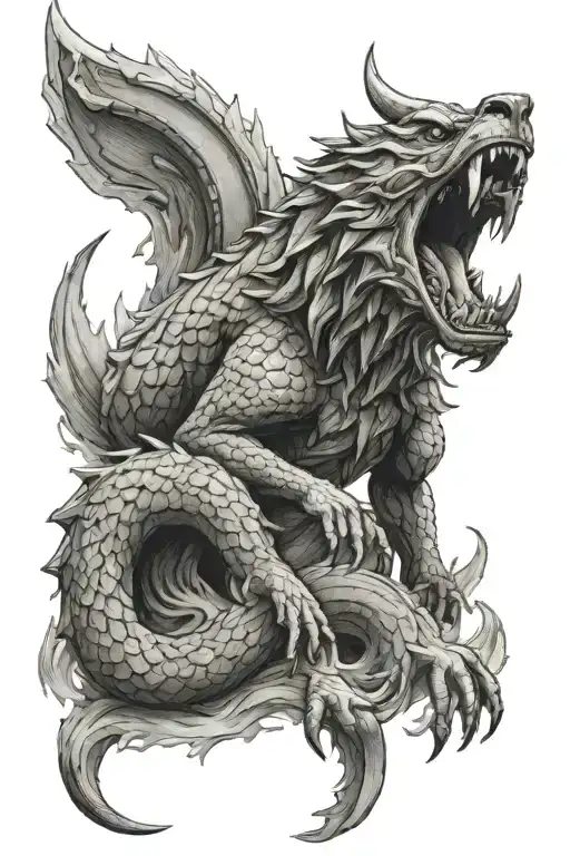 Fenrir norse mythical jörmungandr tattoo design idea