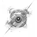 boy pressing a red button while being abducted by aliens tattoo design idea