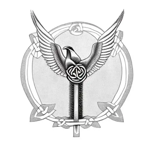 A Celtic raven perched on a Celtic cross, representing the client's love for both Celtic and Irish traditions tattoo design idea